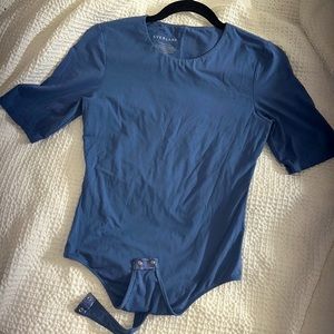 Dusty blue Everlane short-sleeve crewneck bodysuit